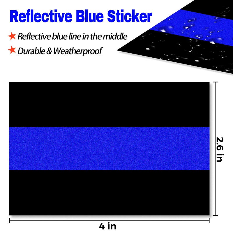Creatrill 3 Pack Reflective Police Thin Blue Line Bumper Decal Stickers 4" x 2.6" | Compatible with Cars & Trucks, Honoring Police Law Enforcement Vinyl Window Laptop Tape - Image 2